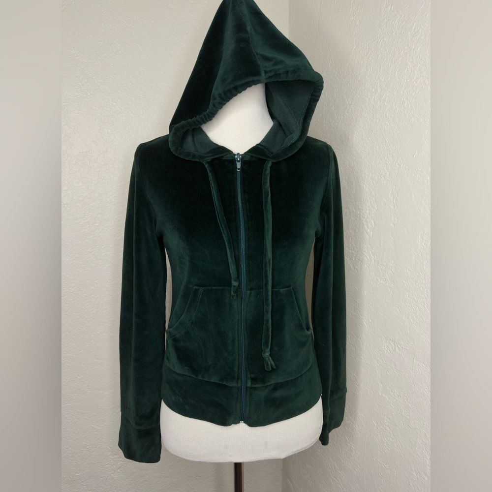Gazoz USA Forest Green Velour Zip-Up Hoodie Small